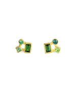 Green Tourmaline Cluster Studs