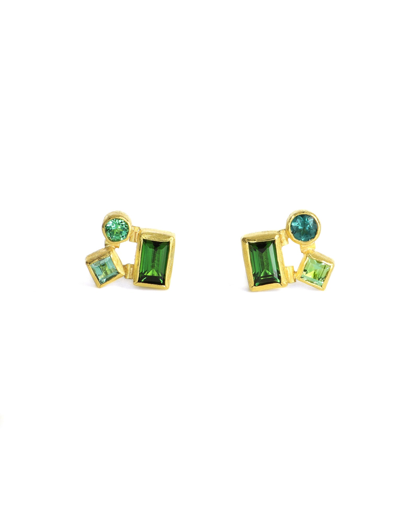 Green Tourmaline Cluster Studs