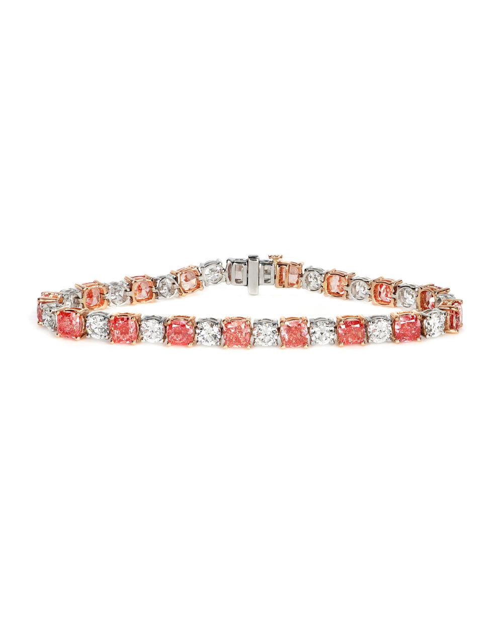 19.75ctw Rose and White Lab Diamond Tennis Bracelet