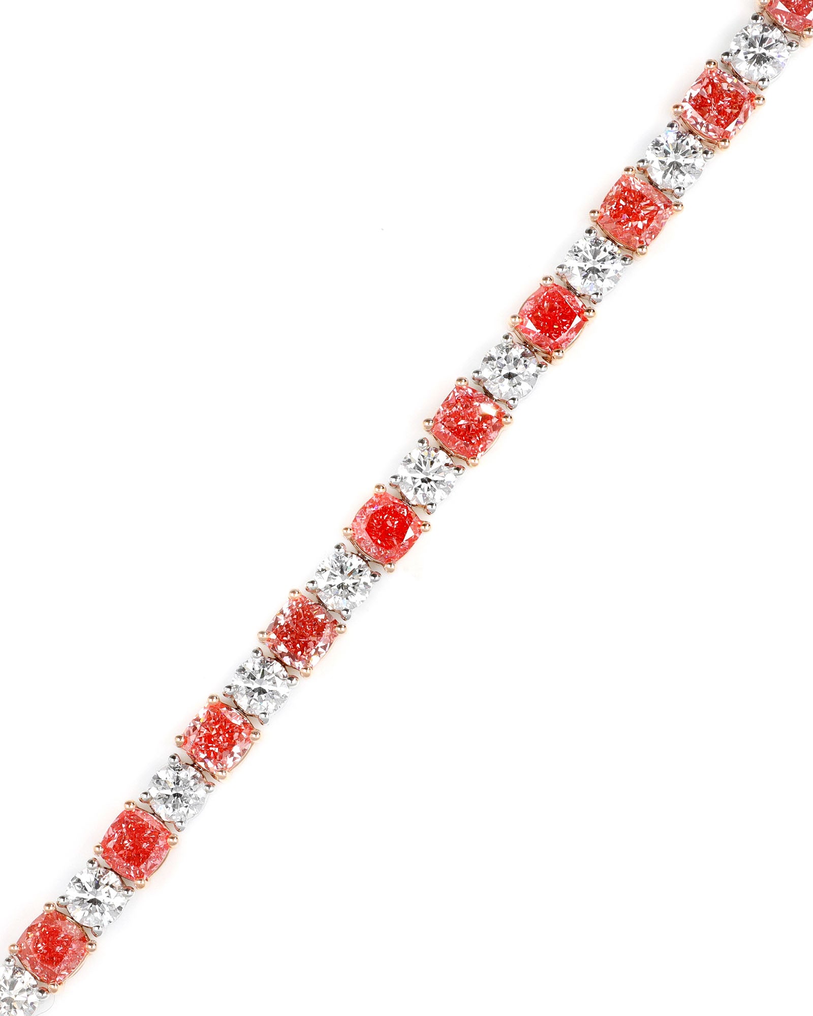 19.75ctw Rose and White Lab Diamond Tennis Bracelet