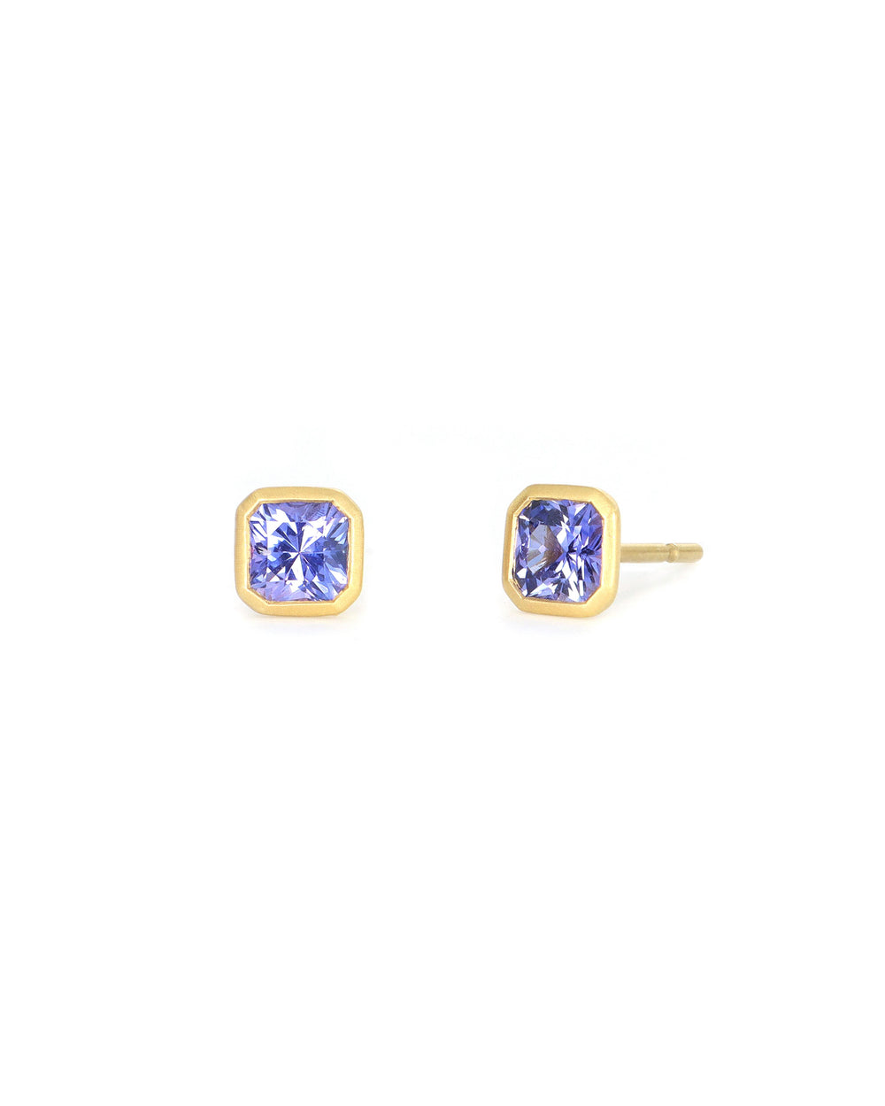 Radiant Sapphire Bezel Stud Earrings