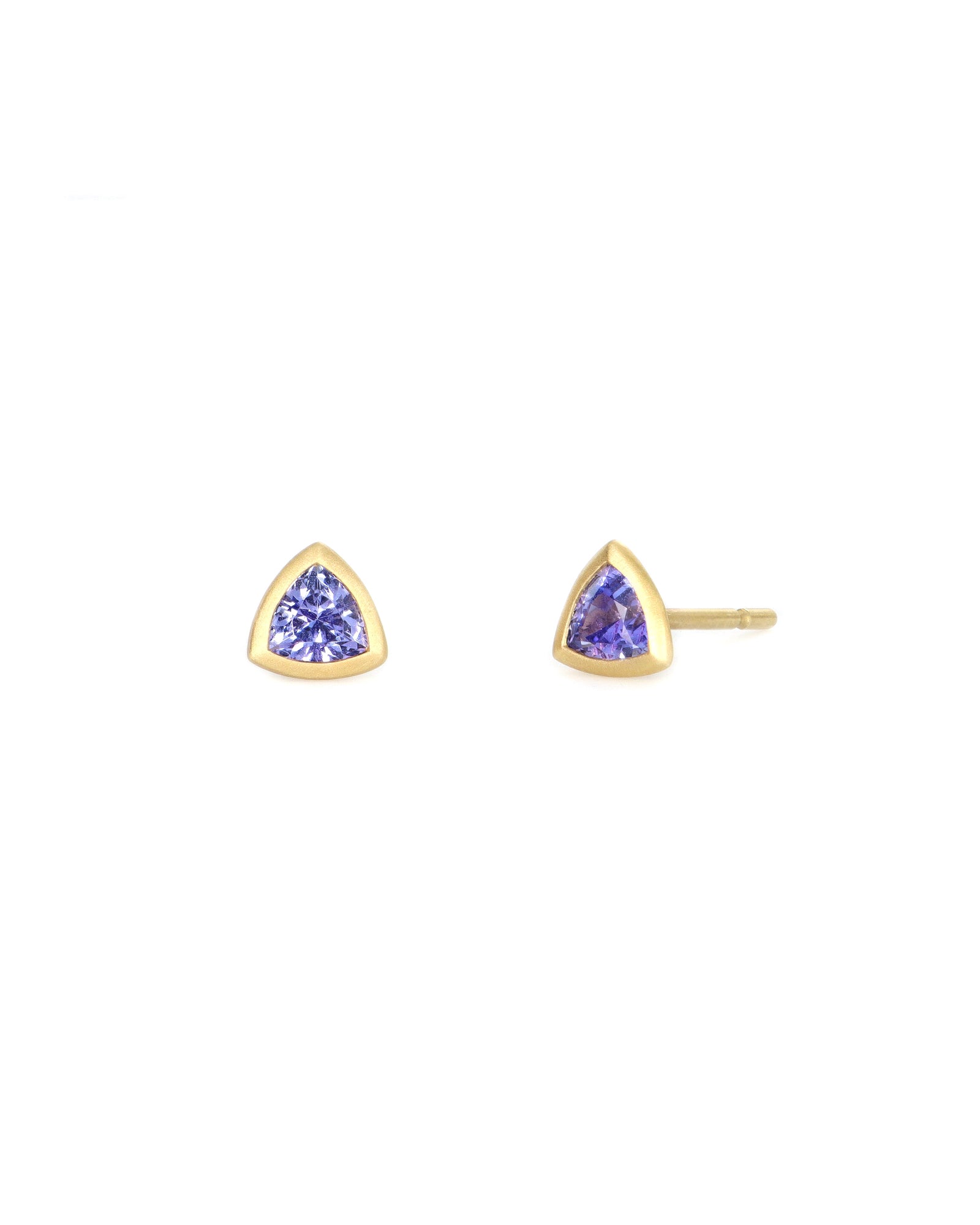 Trillion Tanzanite Bezel Stud Earrings