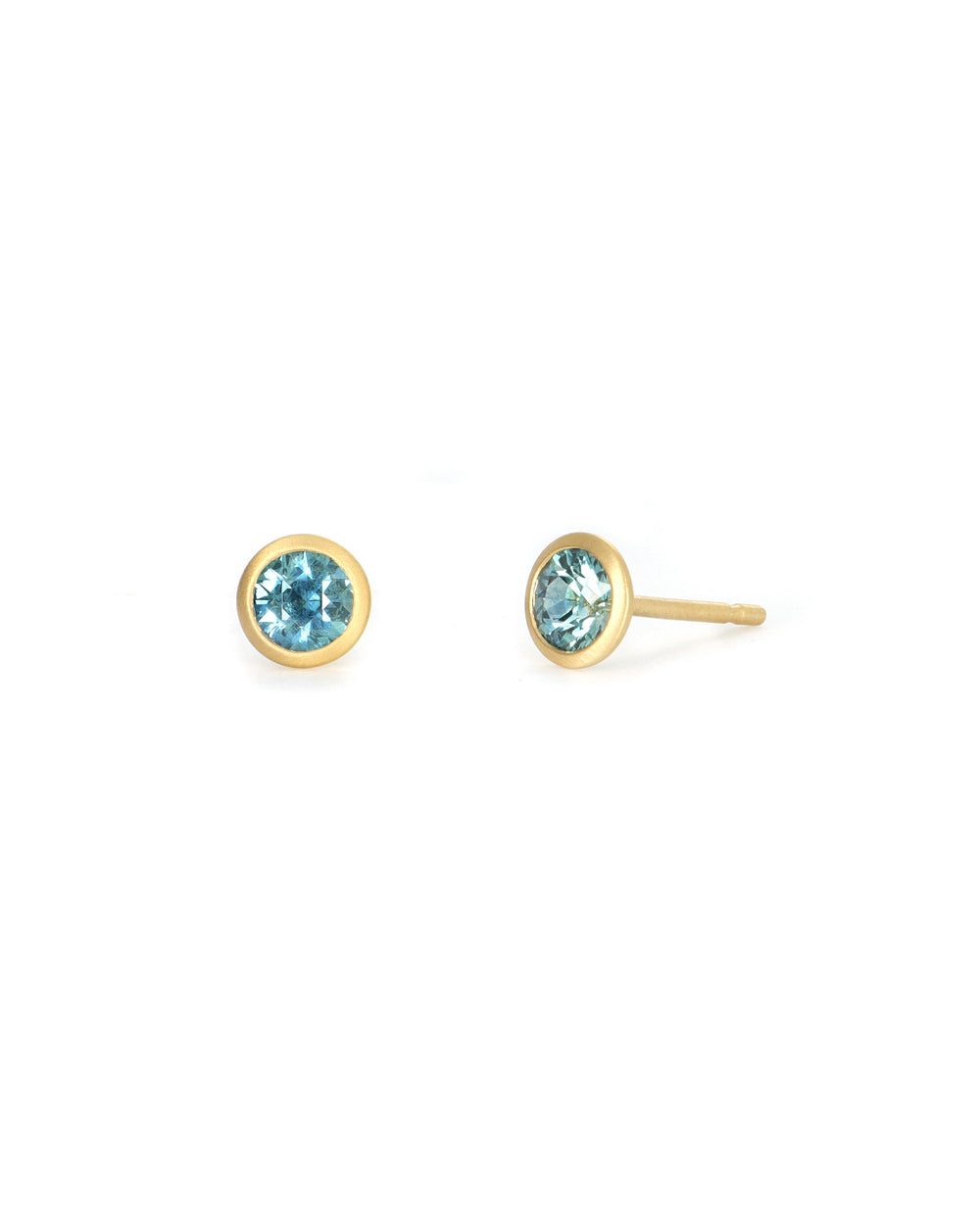 Round Montana Sapphire Bezel Stud Earrings