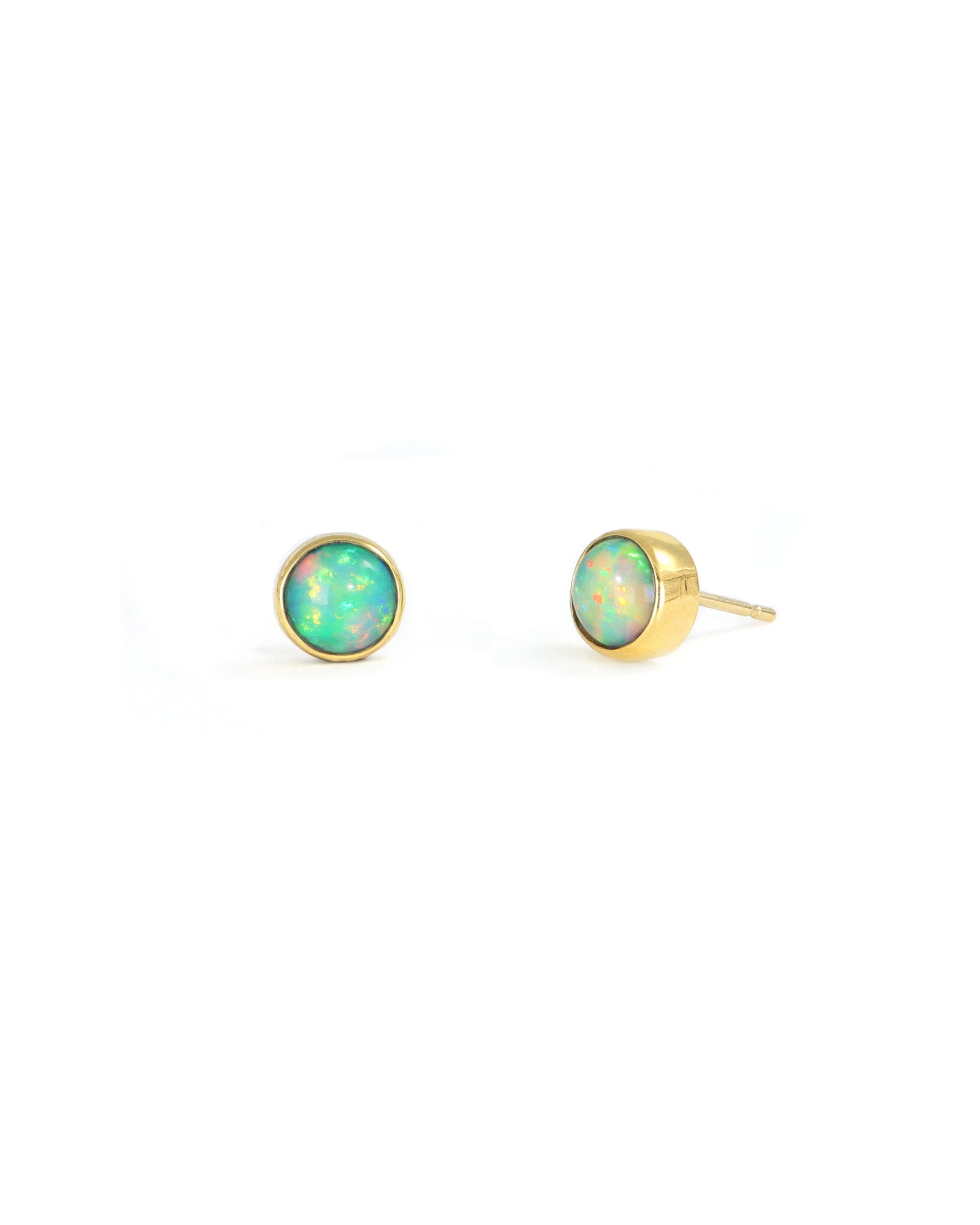 Round Opal Stud Earrings