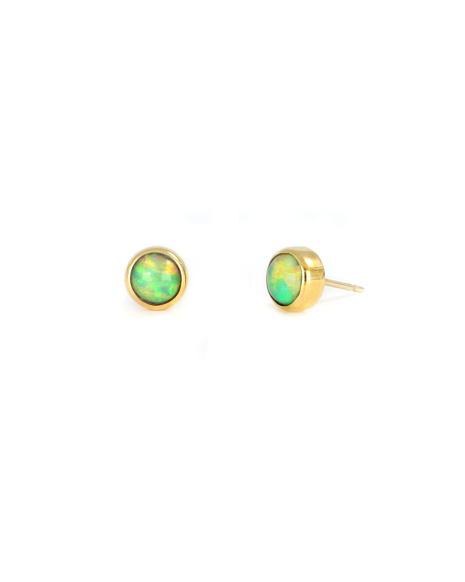 Round Opal Stud Earrings