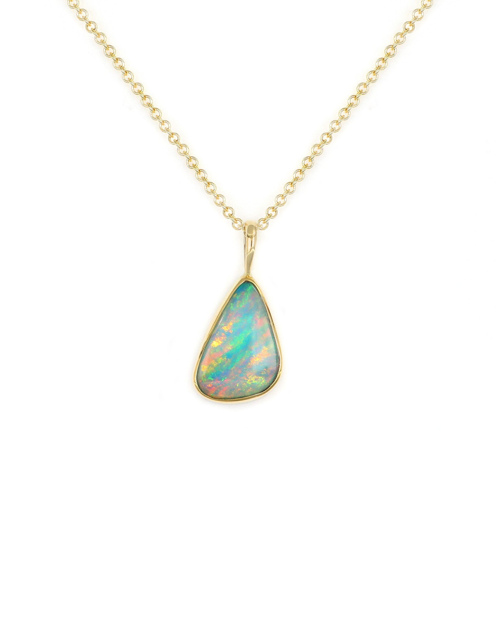 Offset Triangular Drop Opal Pendant