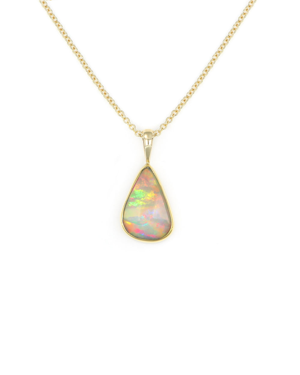 Offset Triangular Drop Opal Pendant