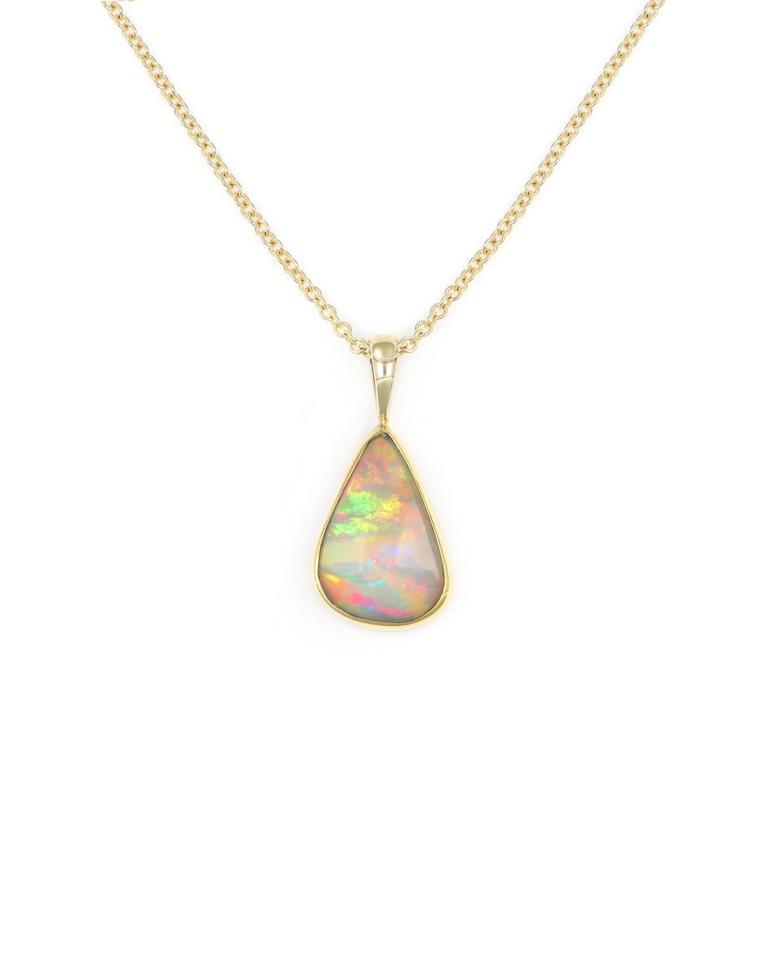Offset Triangular Drop Opal Pendant