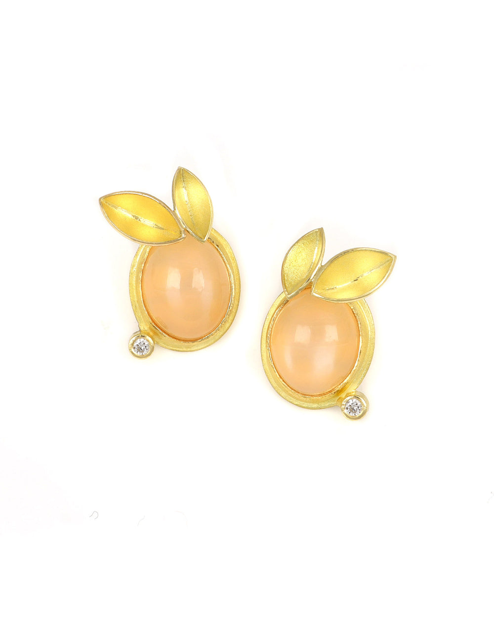 Moonstone and Diamond Earrings