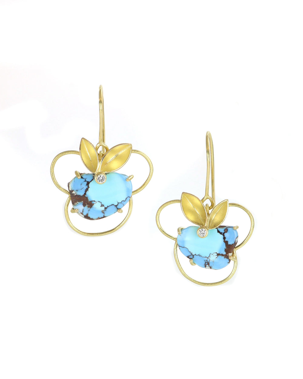 Kazakhstan Turquoise and Diamond Earrings
