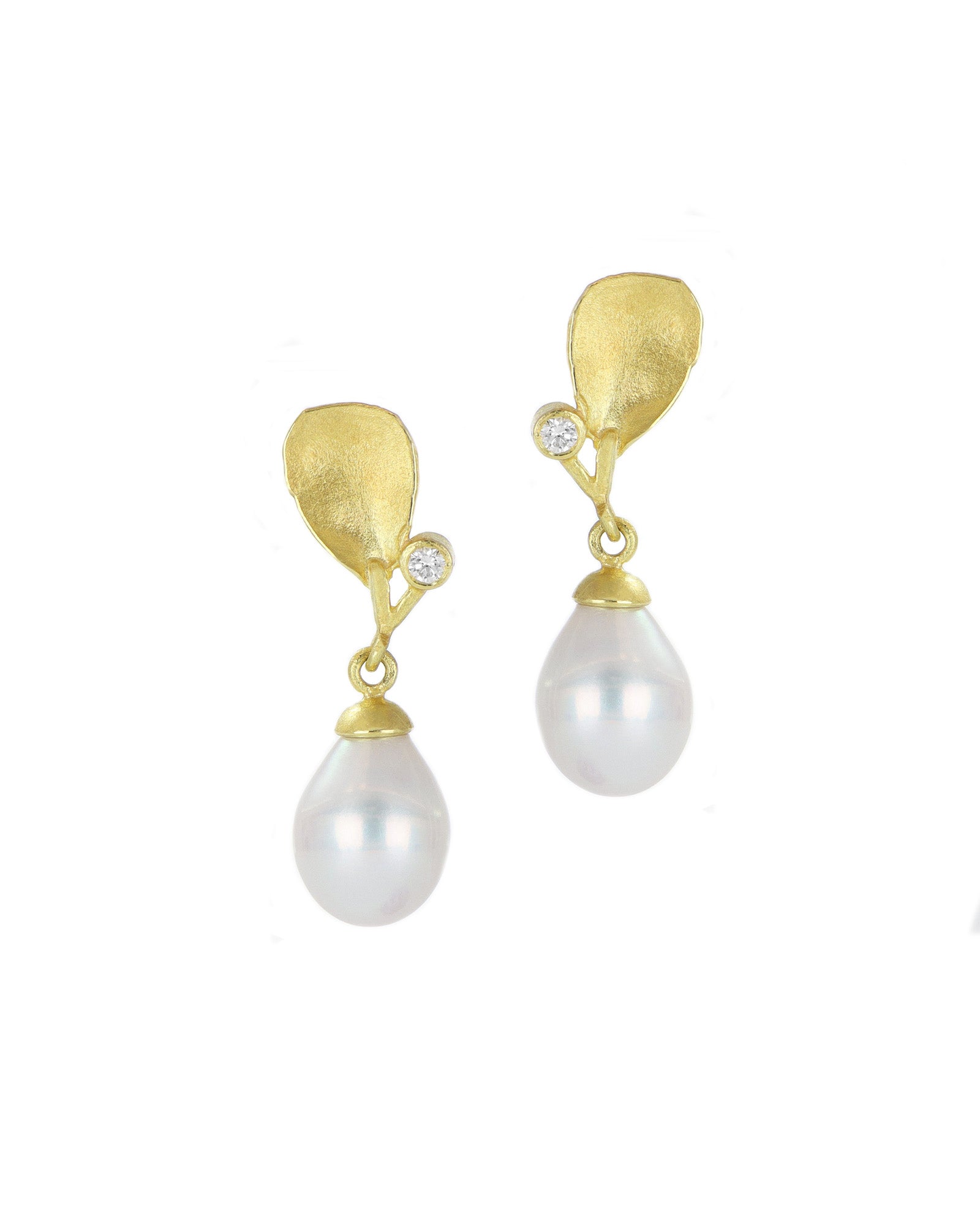 Pearl Drop and Diamond Earrings
