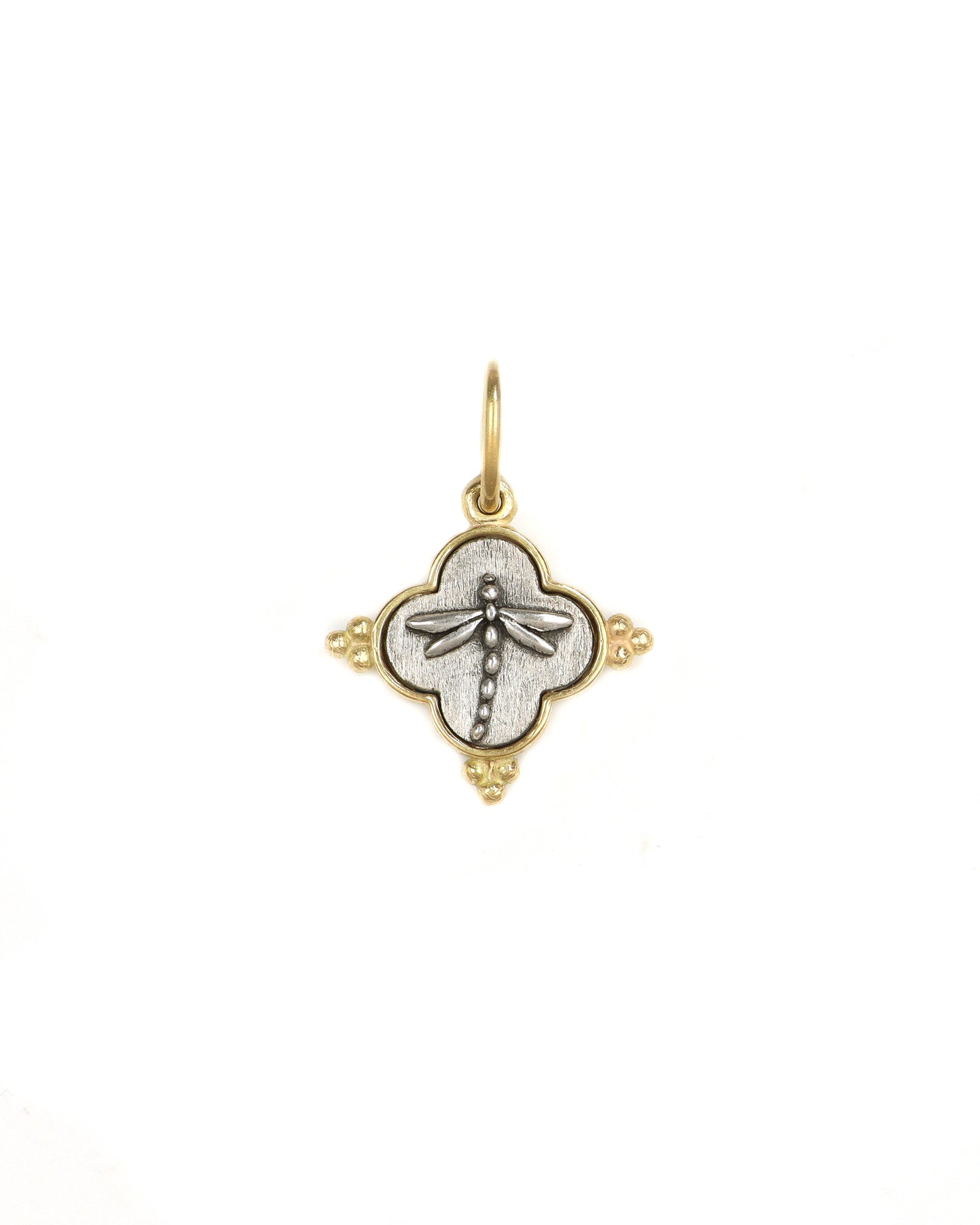 Double Flower and Dragonfly Charm