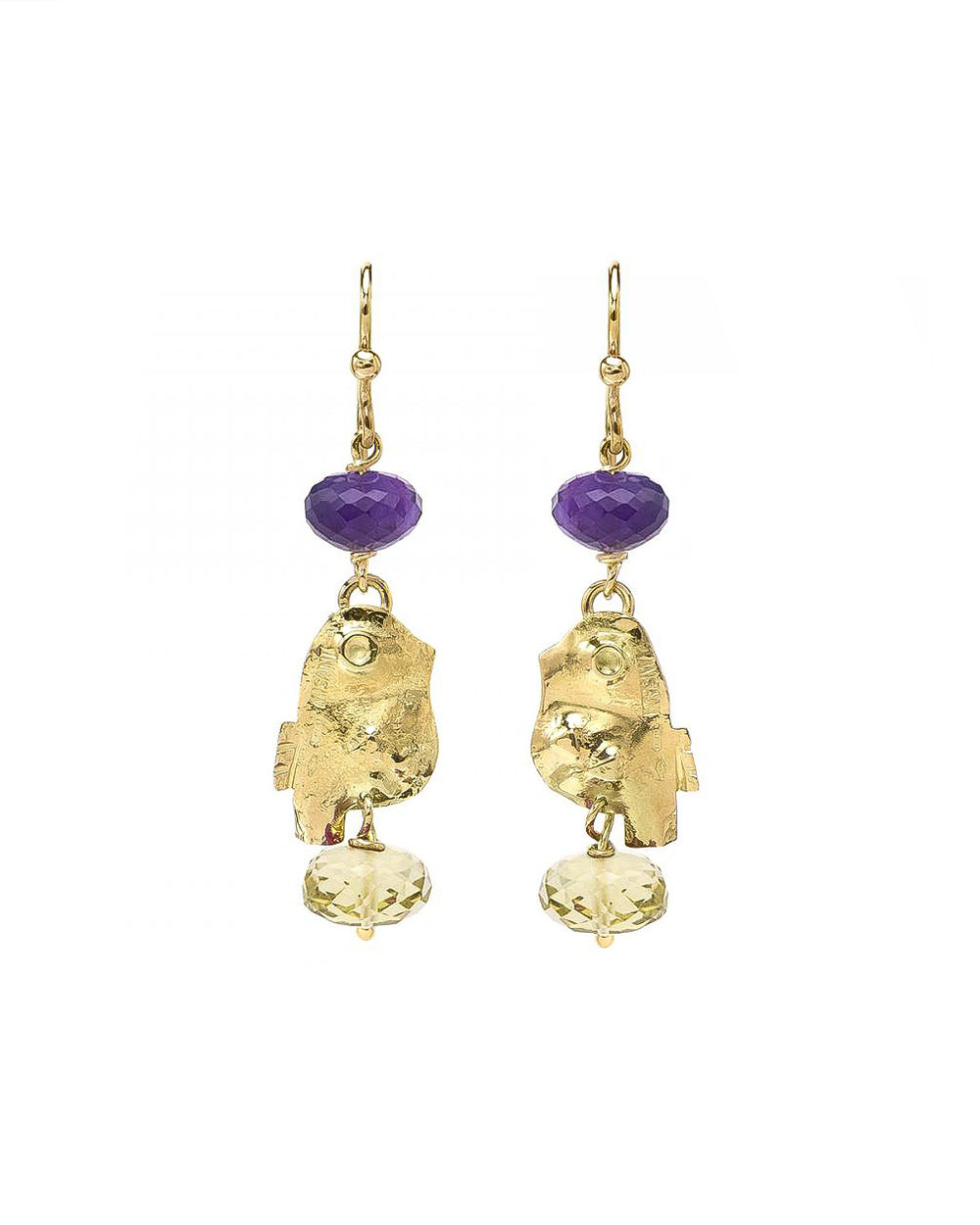 Citrine and Amethyst Bird Earrings