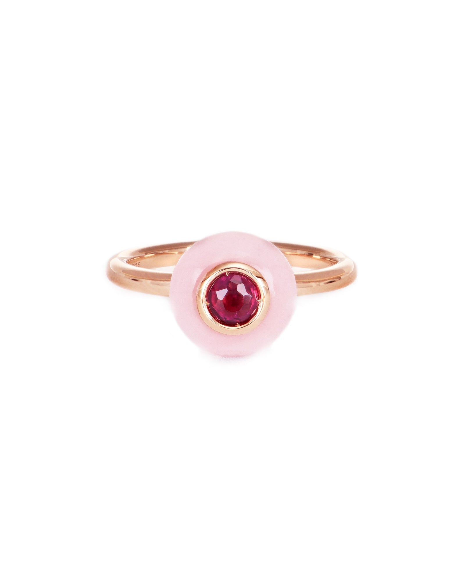 Rose Quartz and Rhodolite Ring