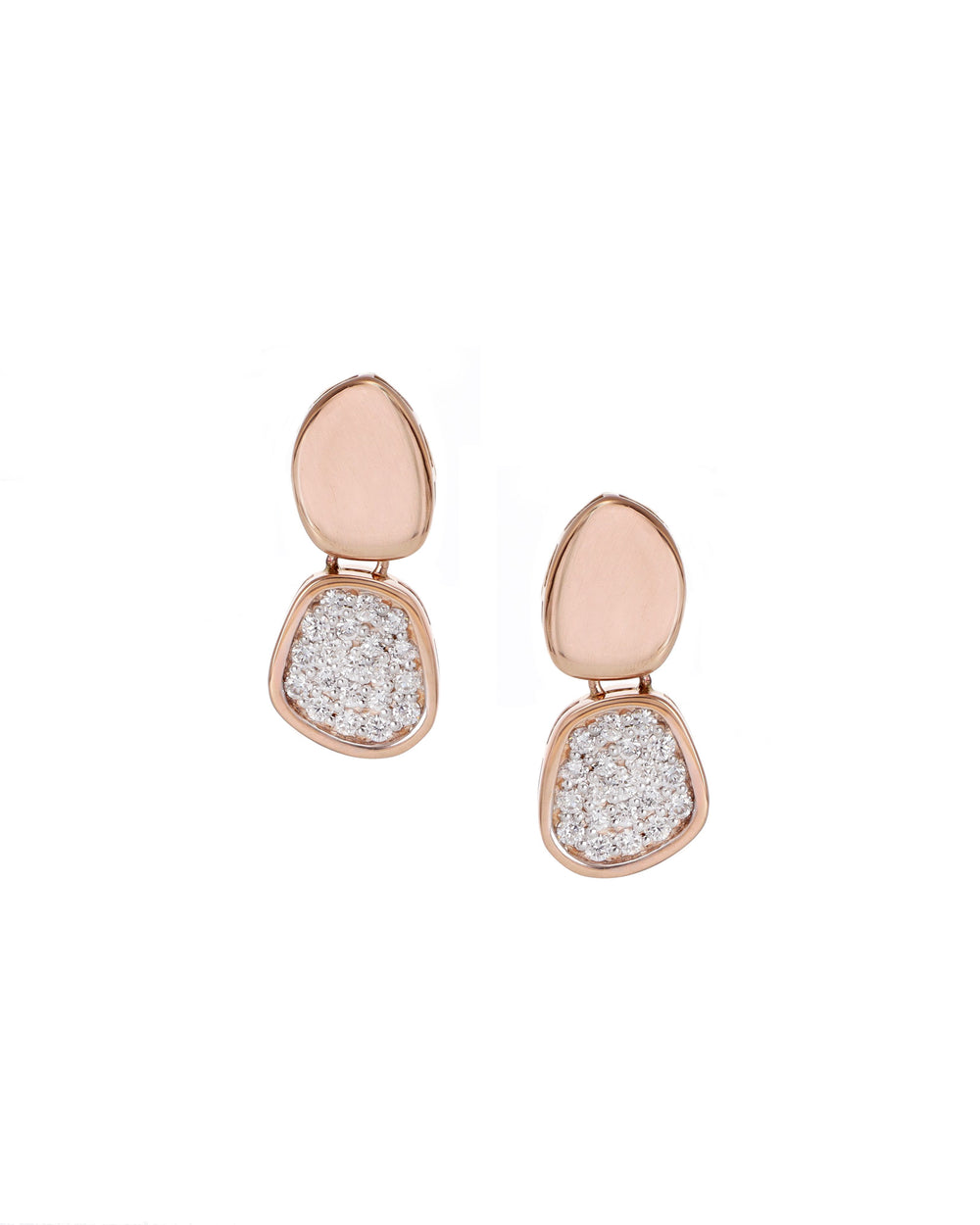 Rose Gold Freeform Pebble Earrings