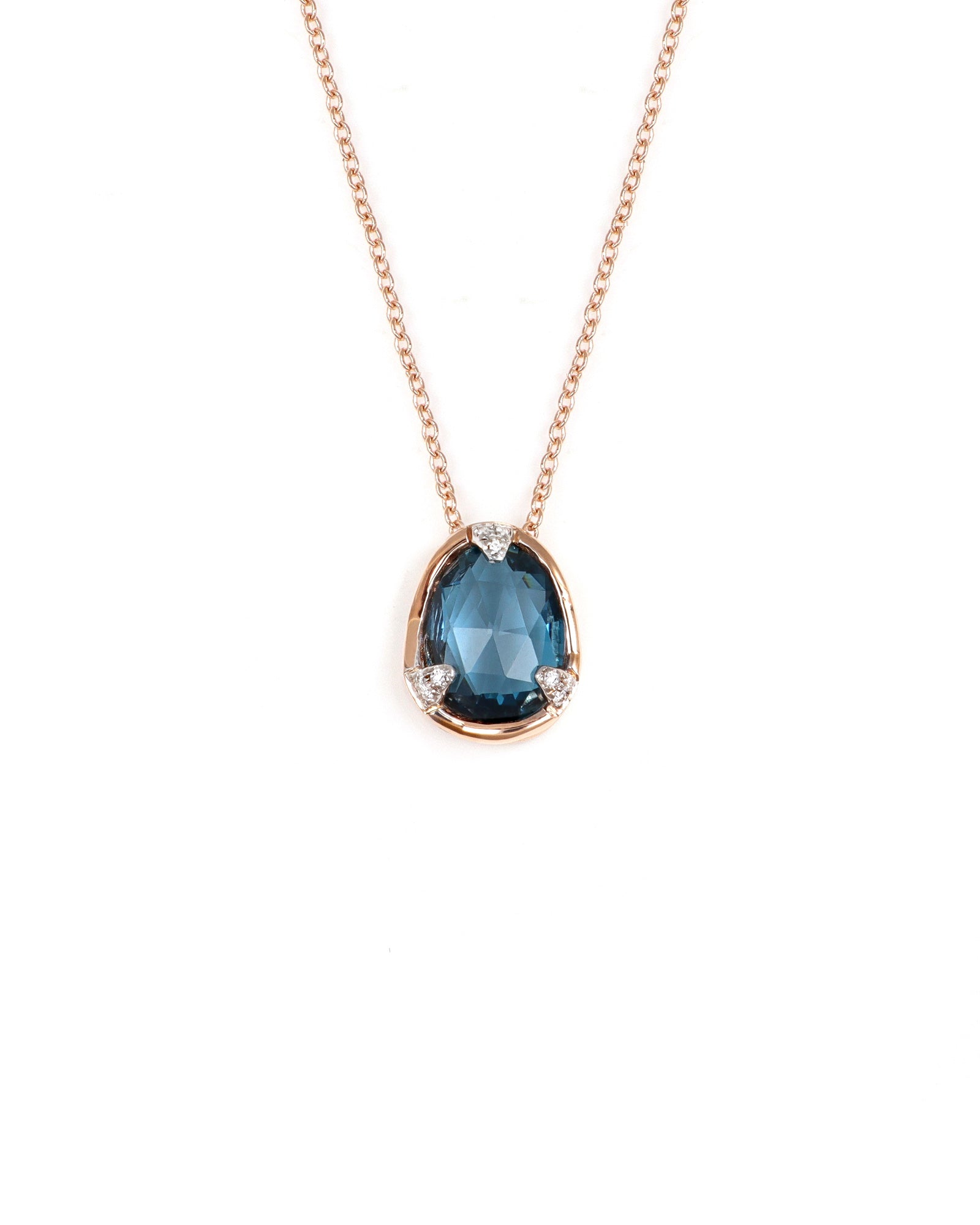 Rose Cut Blue Topaz Pendant