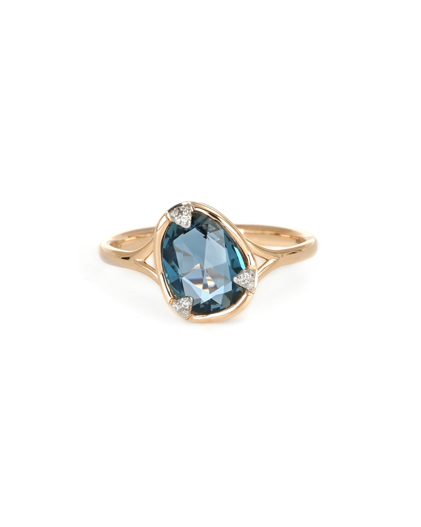 Rose Cut Blue Topaz Ring