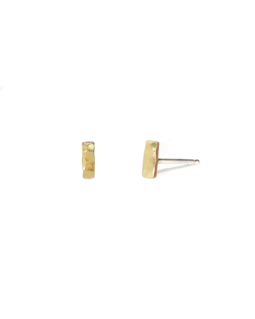 Tiny Hammered Bar Stud Earrings