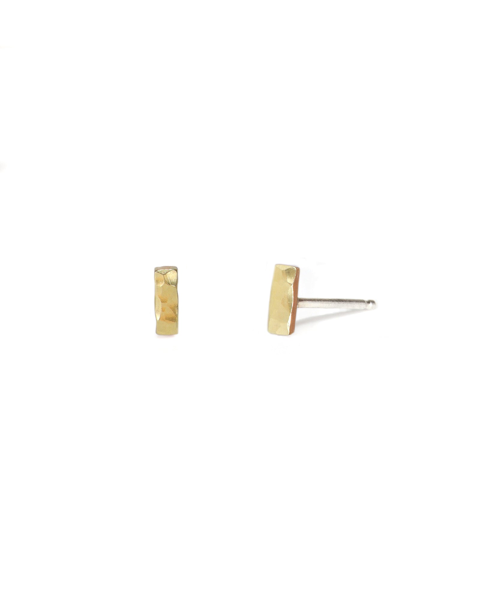 Tiny Hammered Bar Stud Earrings