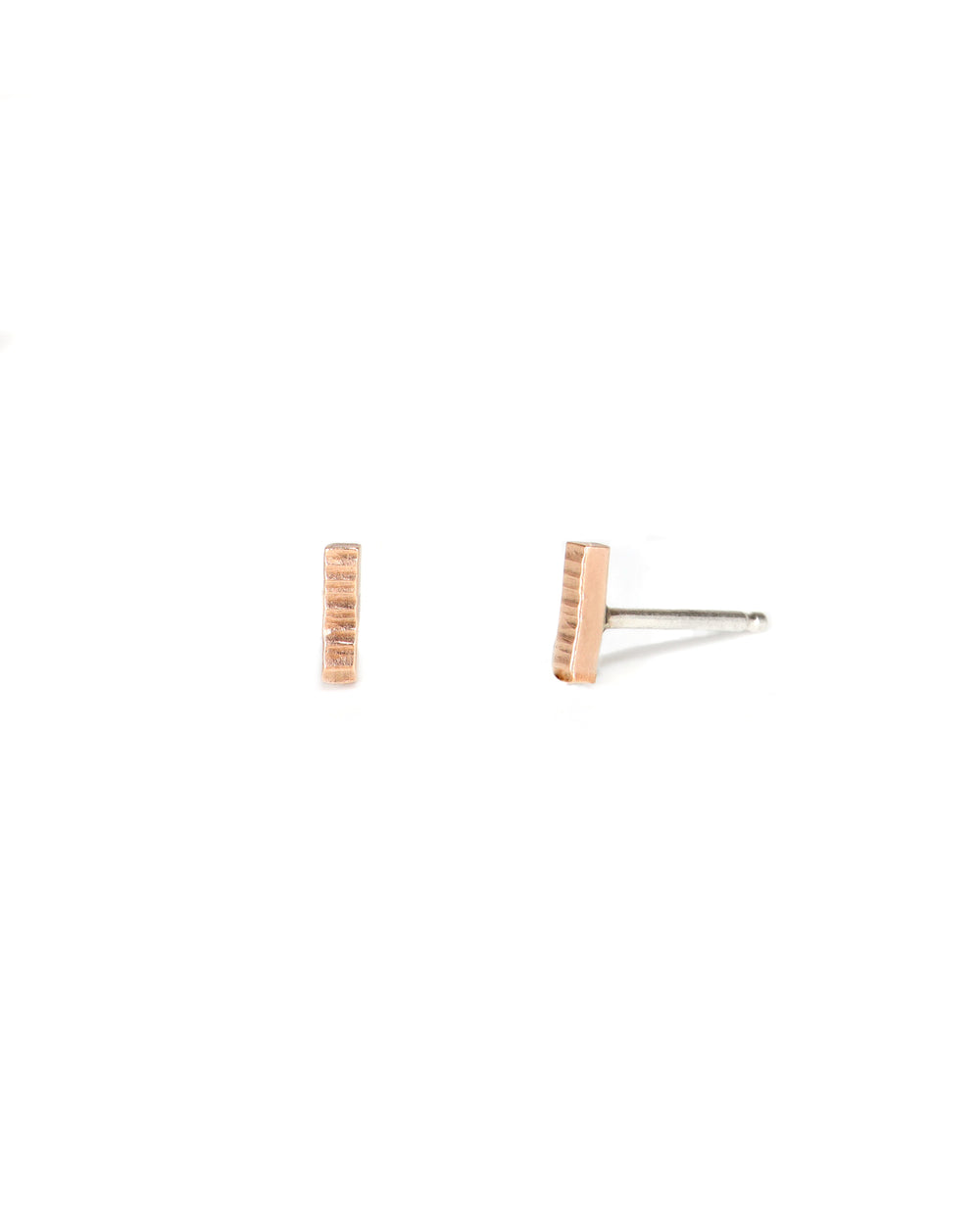 Tiny Rose Gold Bar Stud Earrings
