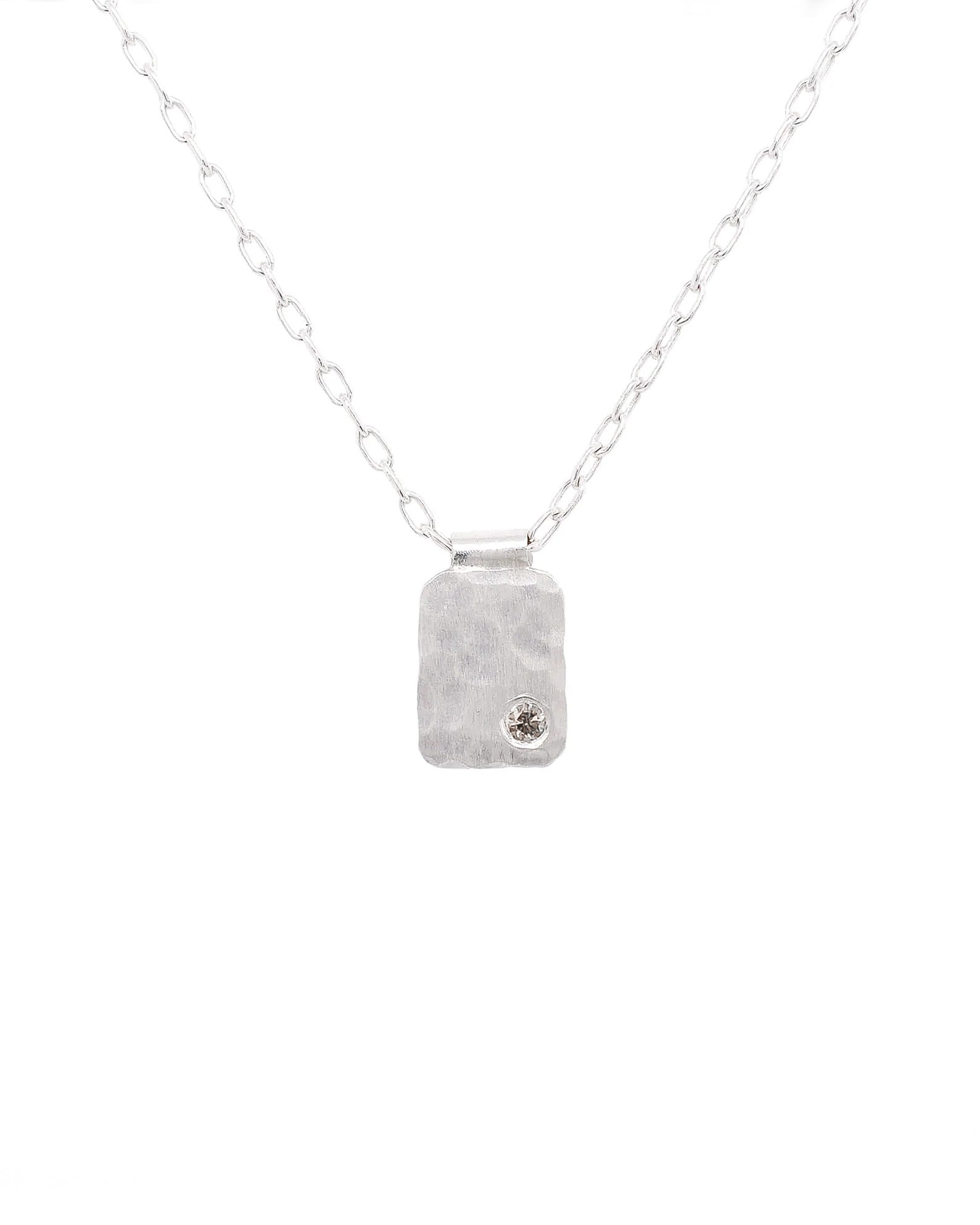 Silver Cell and Diamond Necklace