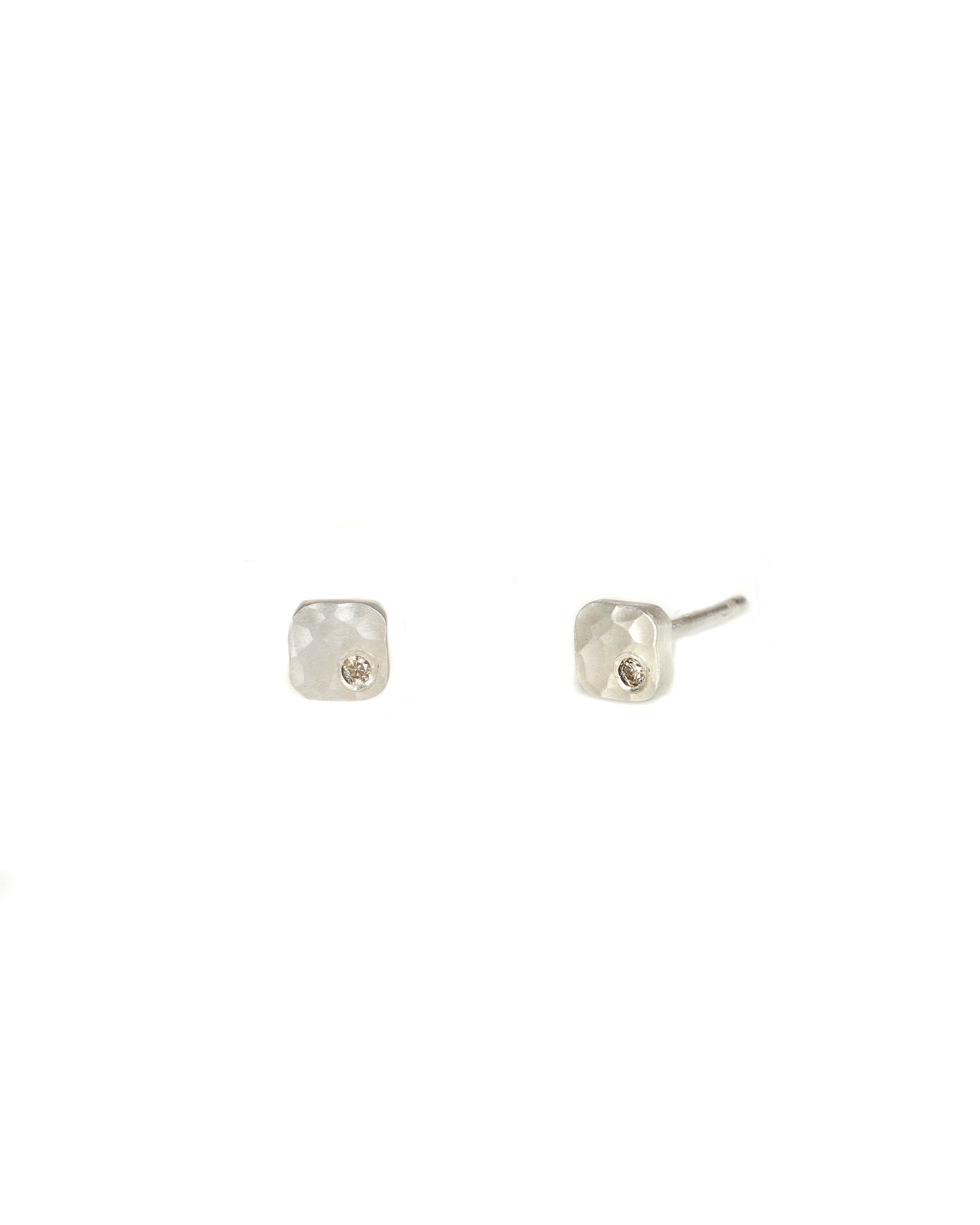 Dainty Cell Earrings with Champagne Diamond