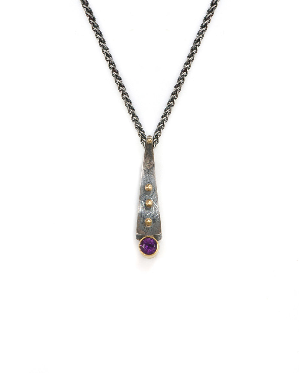 Concave Wedge Necklace with Amethyst
