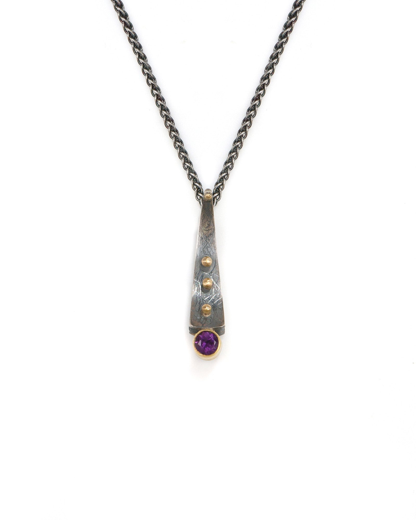 Concave Wedge Necklace with Amethyst