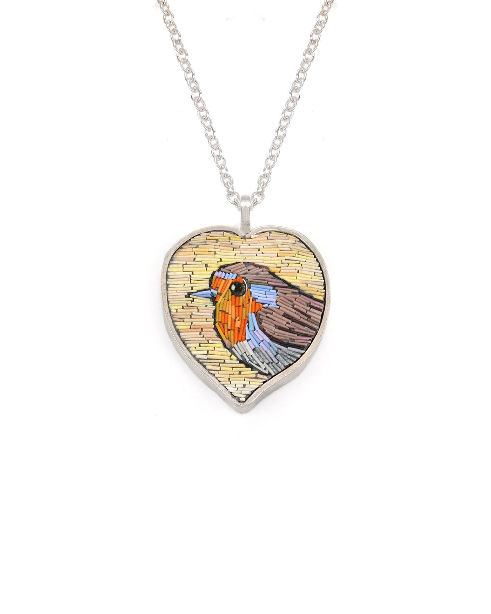 European Robin Heart Pendant