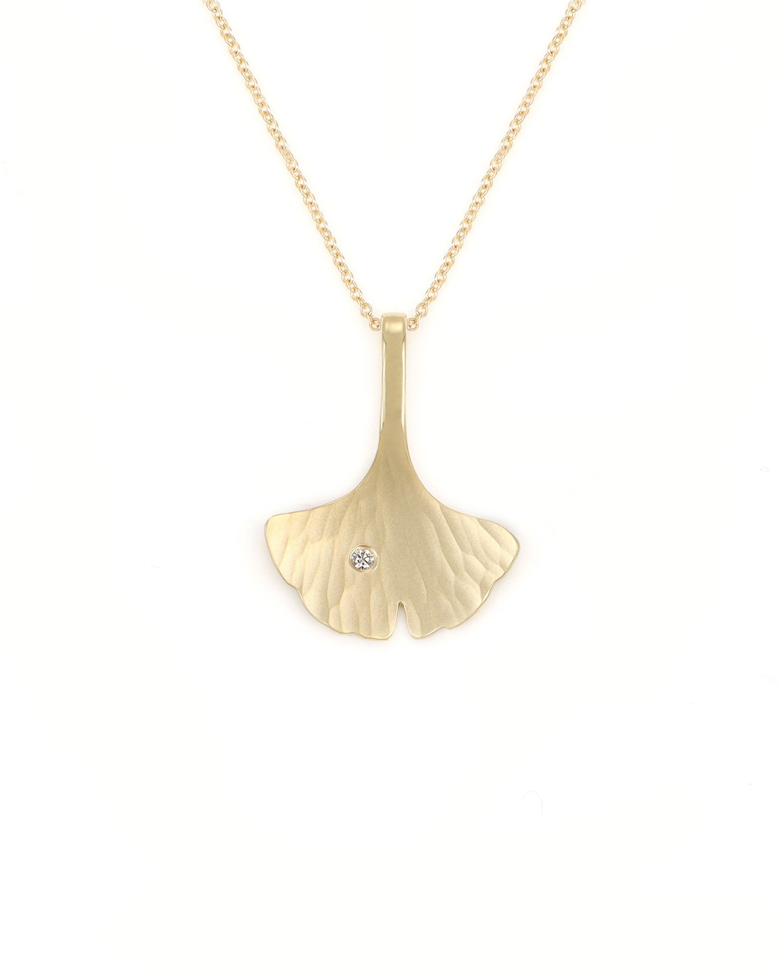 Gold Ginkgo Leaf Pendant