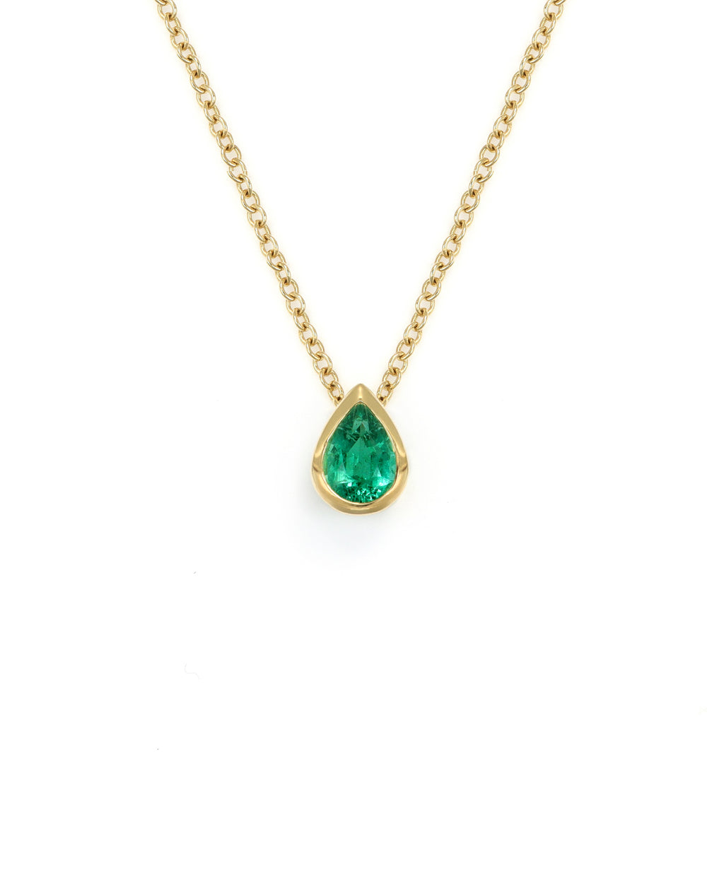 Pear Emerald Bezel Pendant