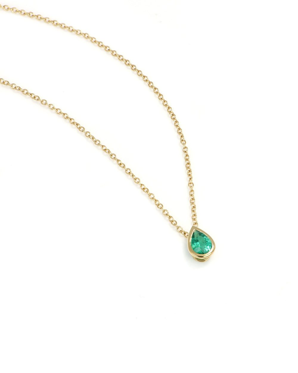 Pear Emerald Bezel Pendant