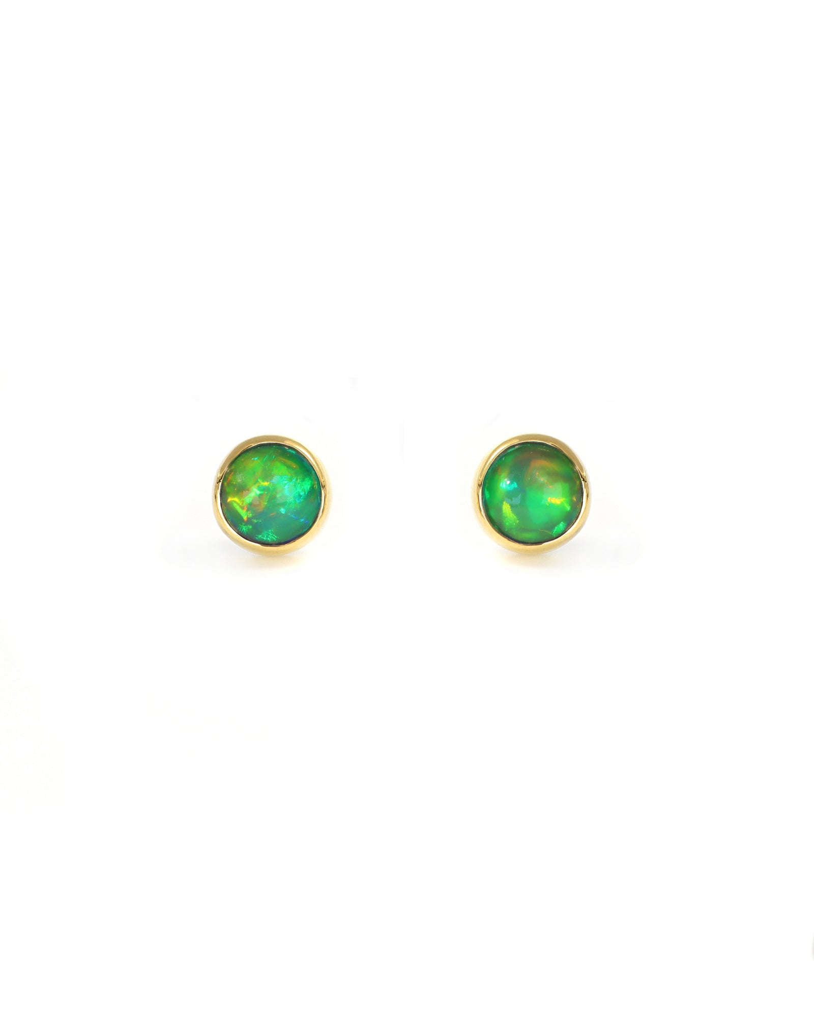 Round Opal Stud Earrings