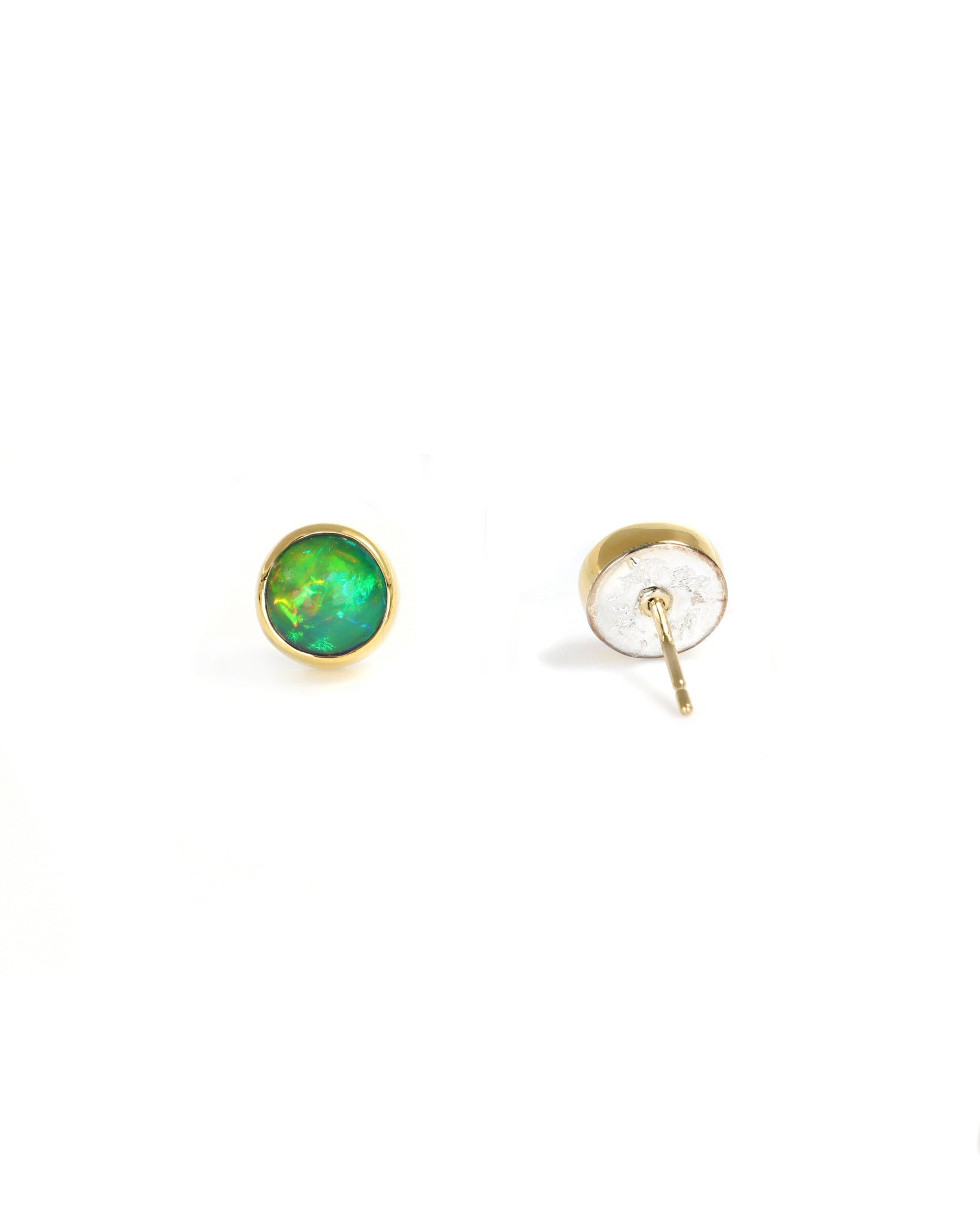 Round Opal Stud Earrings