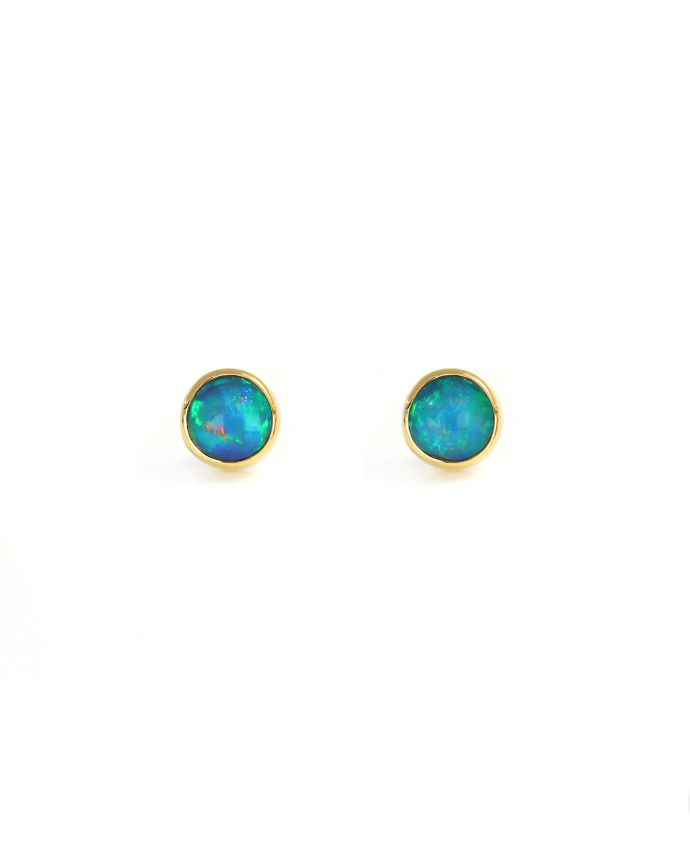 Round Opal Stud Earrings