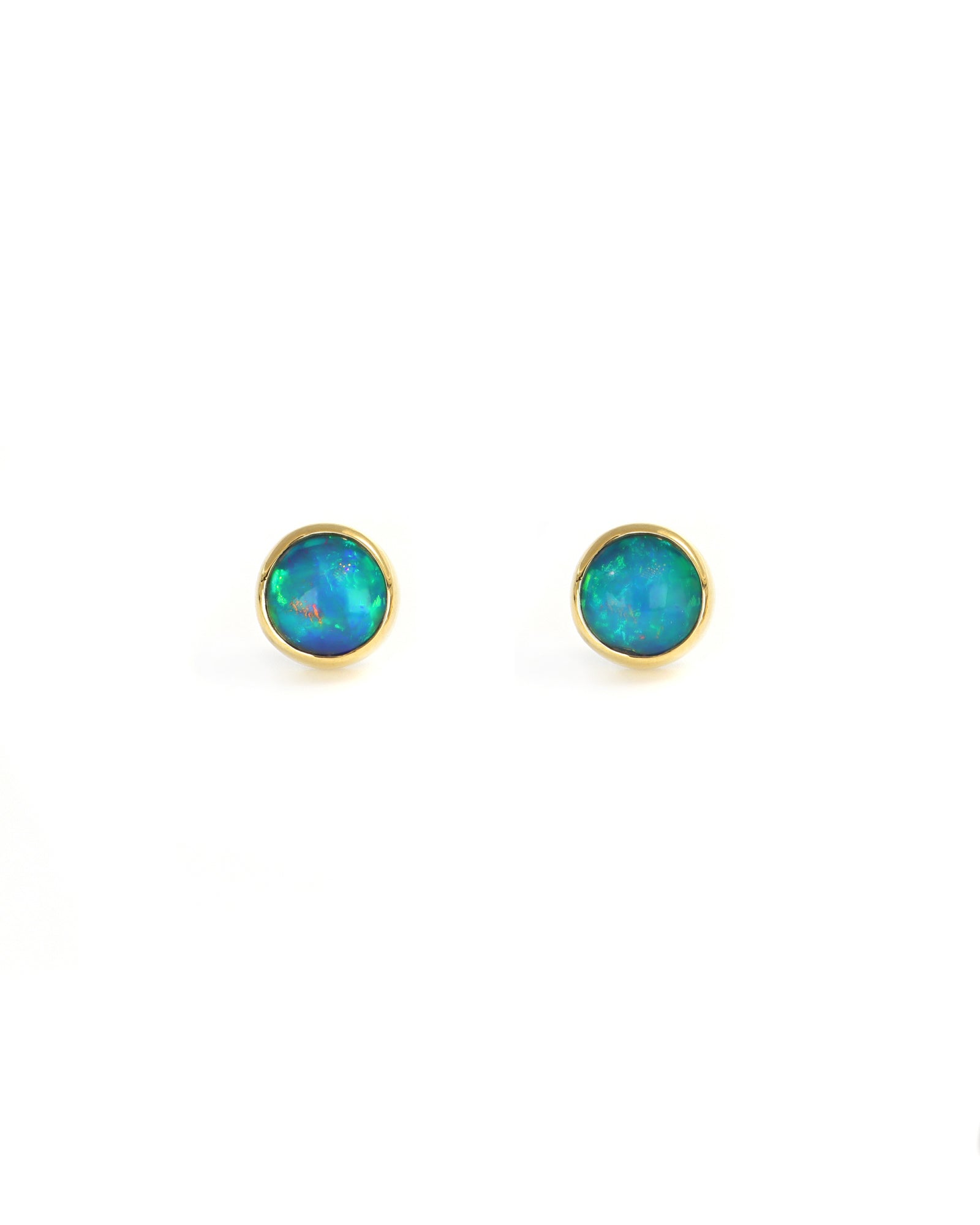 Round Opal Stud Earrings