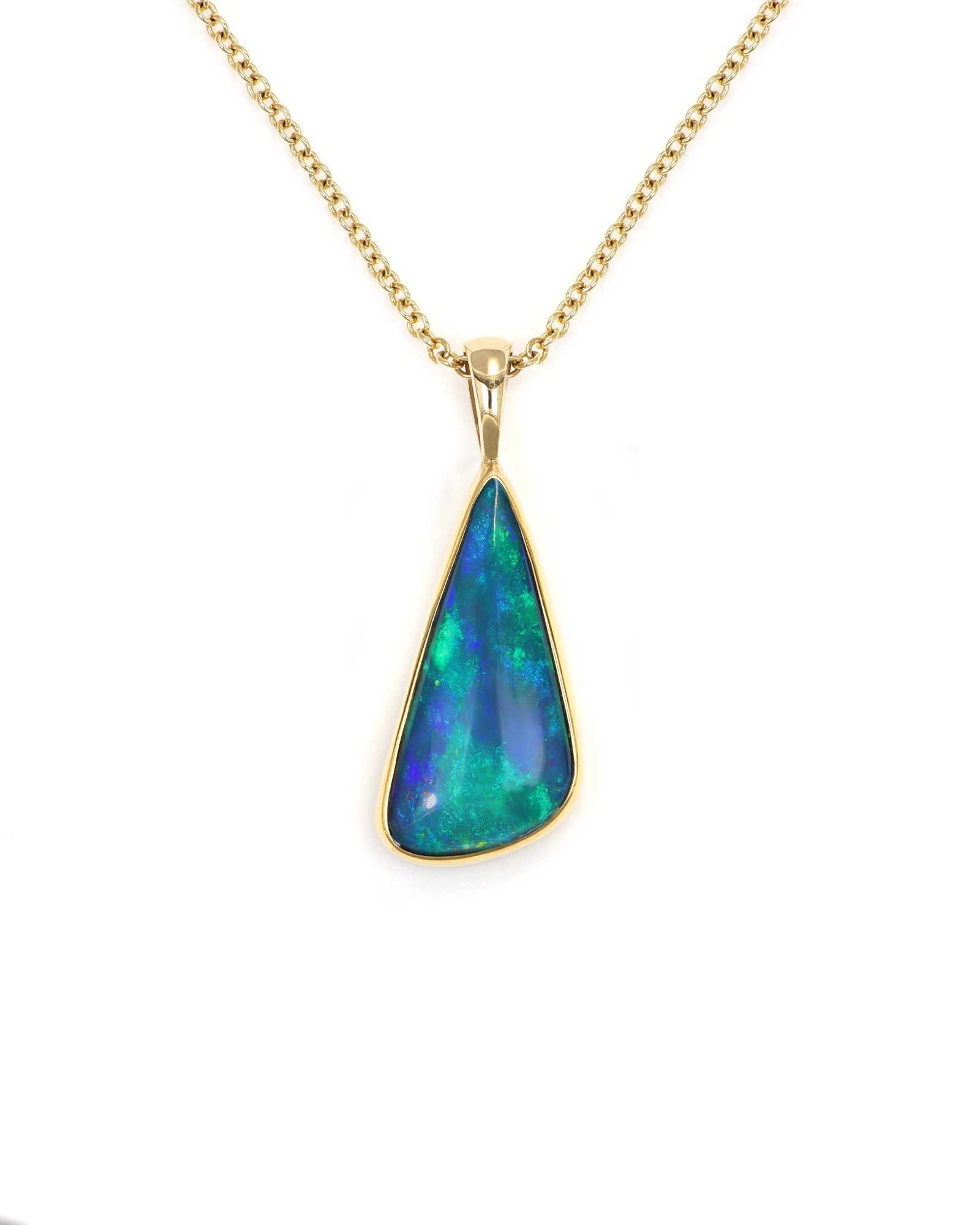 Offset Triangular Drop Opal Pendant