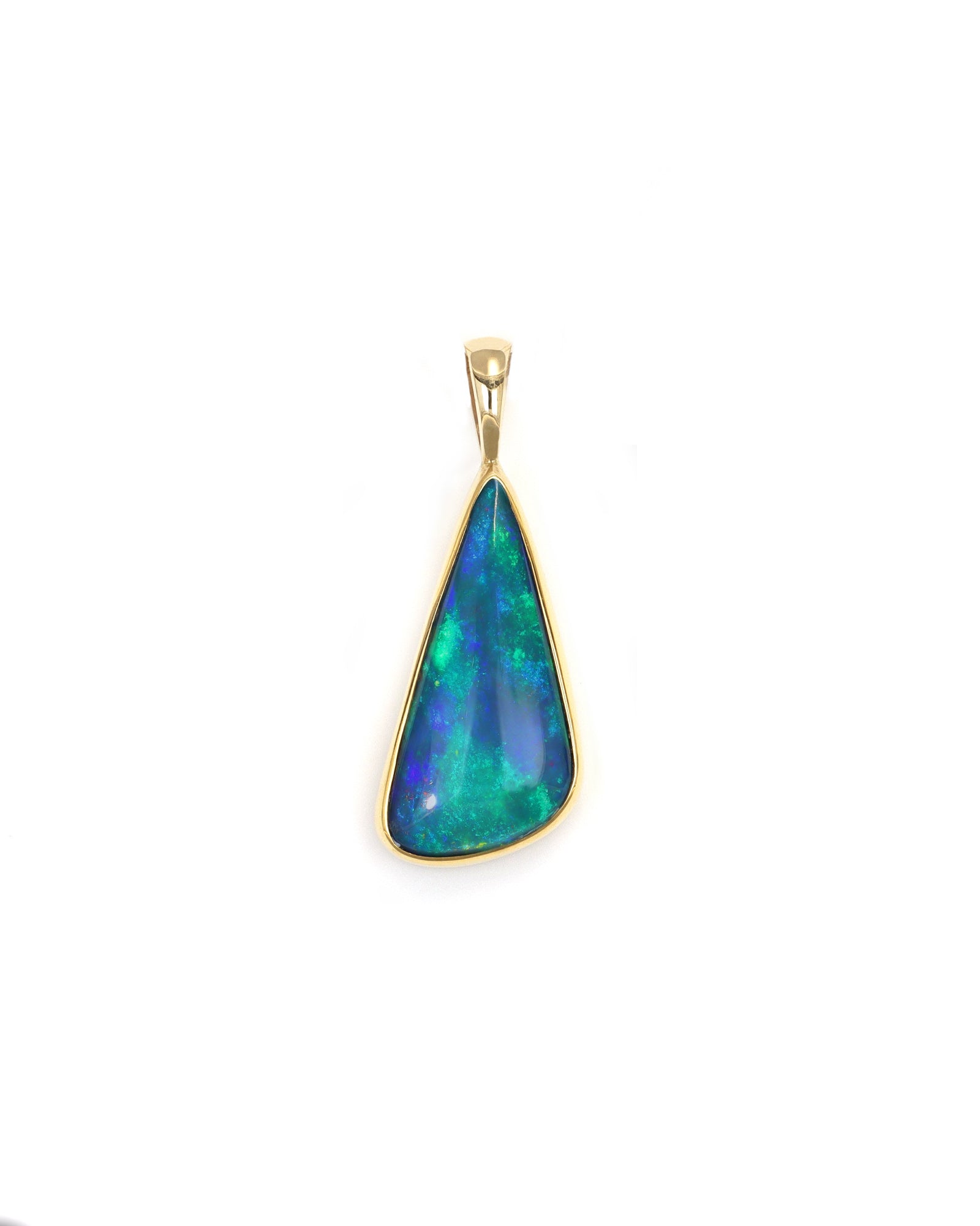 Offset Triangular Drop Opal Pendant