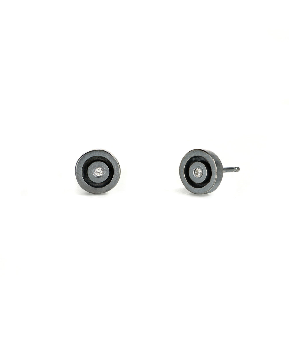 Oxidized Circle Post Stud Earring