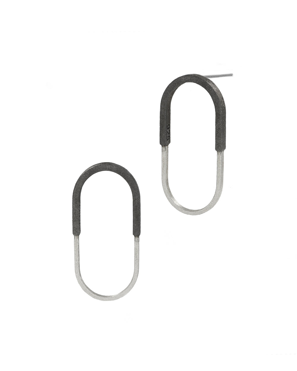 Two-Tone Oval Post Earrings