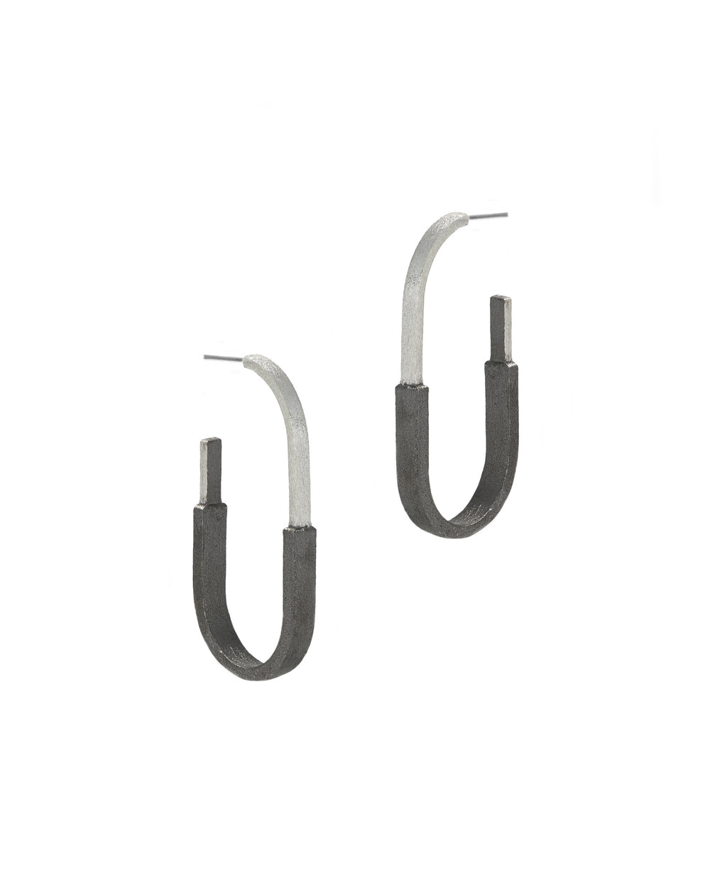 Two-Tone J Hoop Earrings