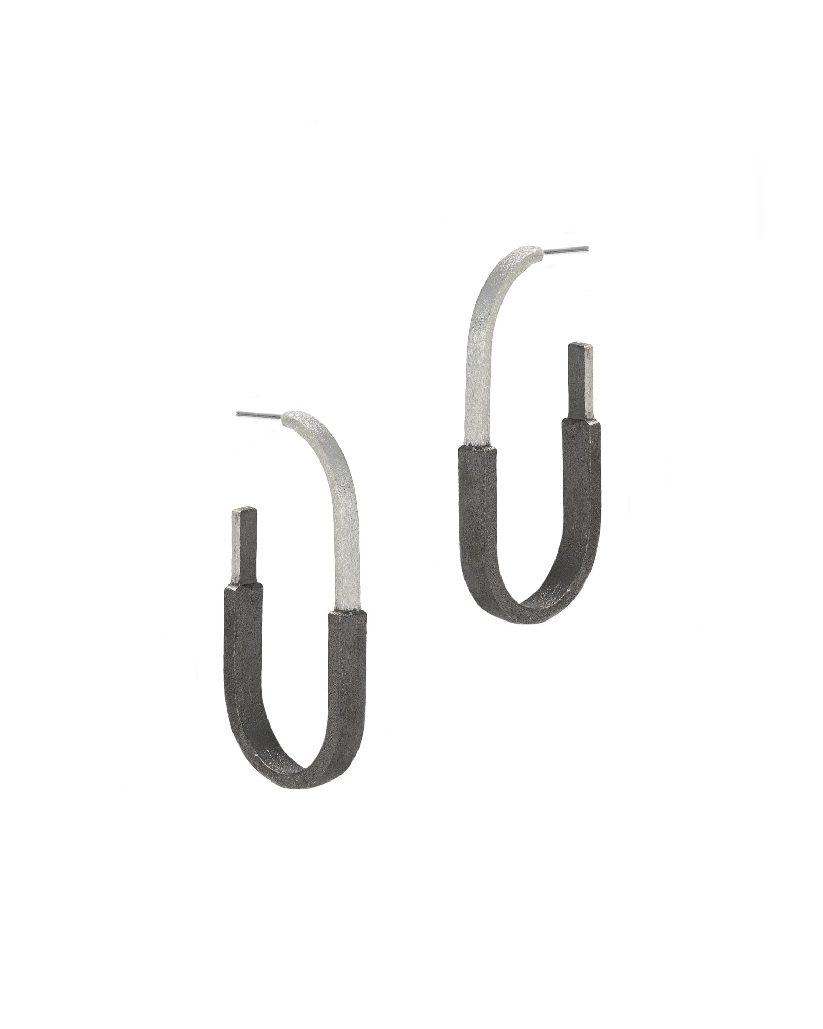 Two-Tone J Hoop Earrings