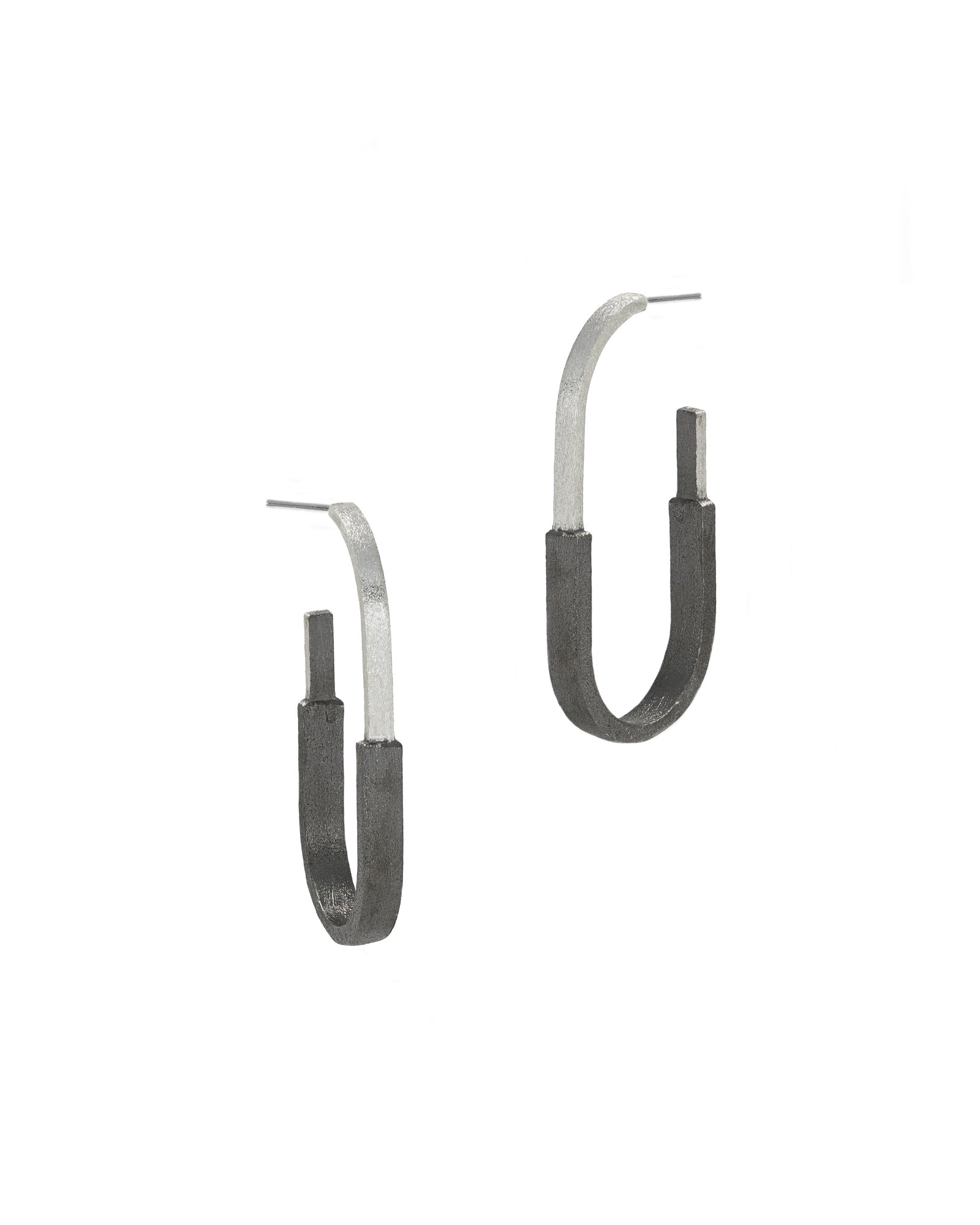 Two-Tone J Hoop Earrings