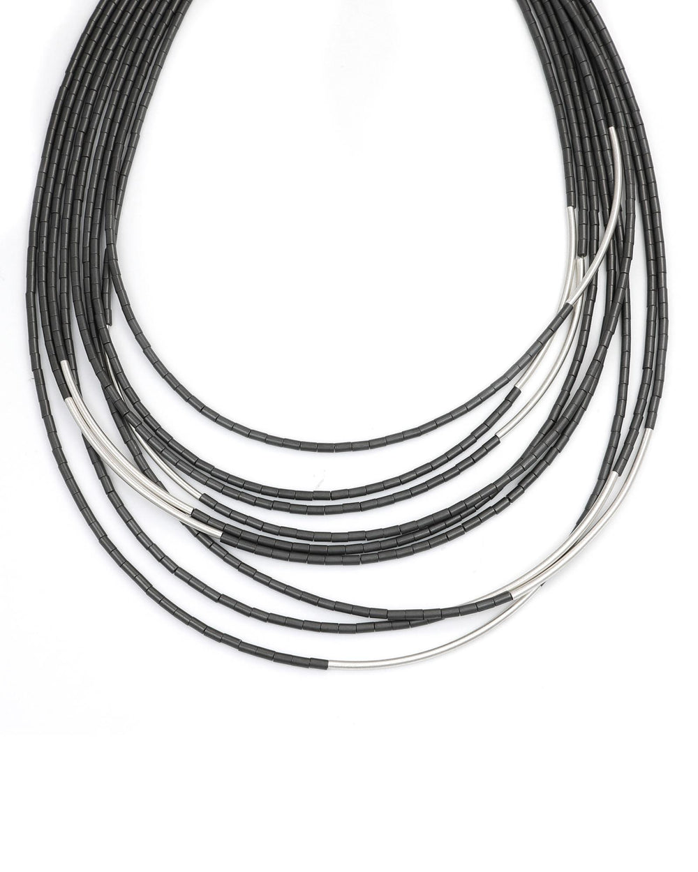 Hematite & Silver Multi-Strand Necklace