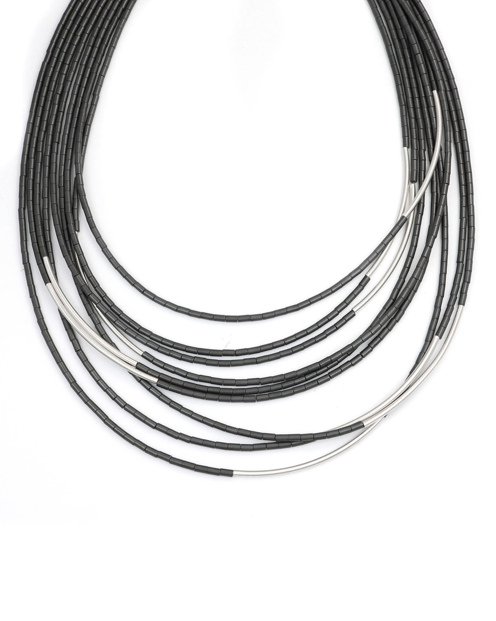 Hematite & Silver Multi-Strand Necklace