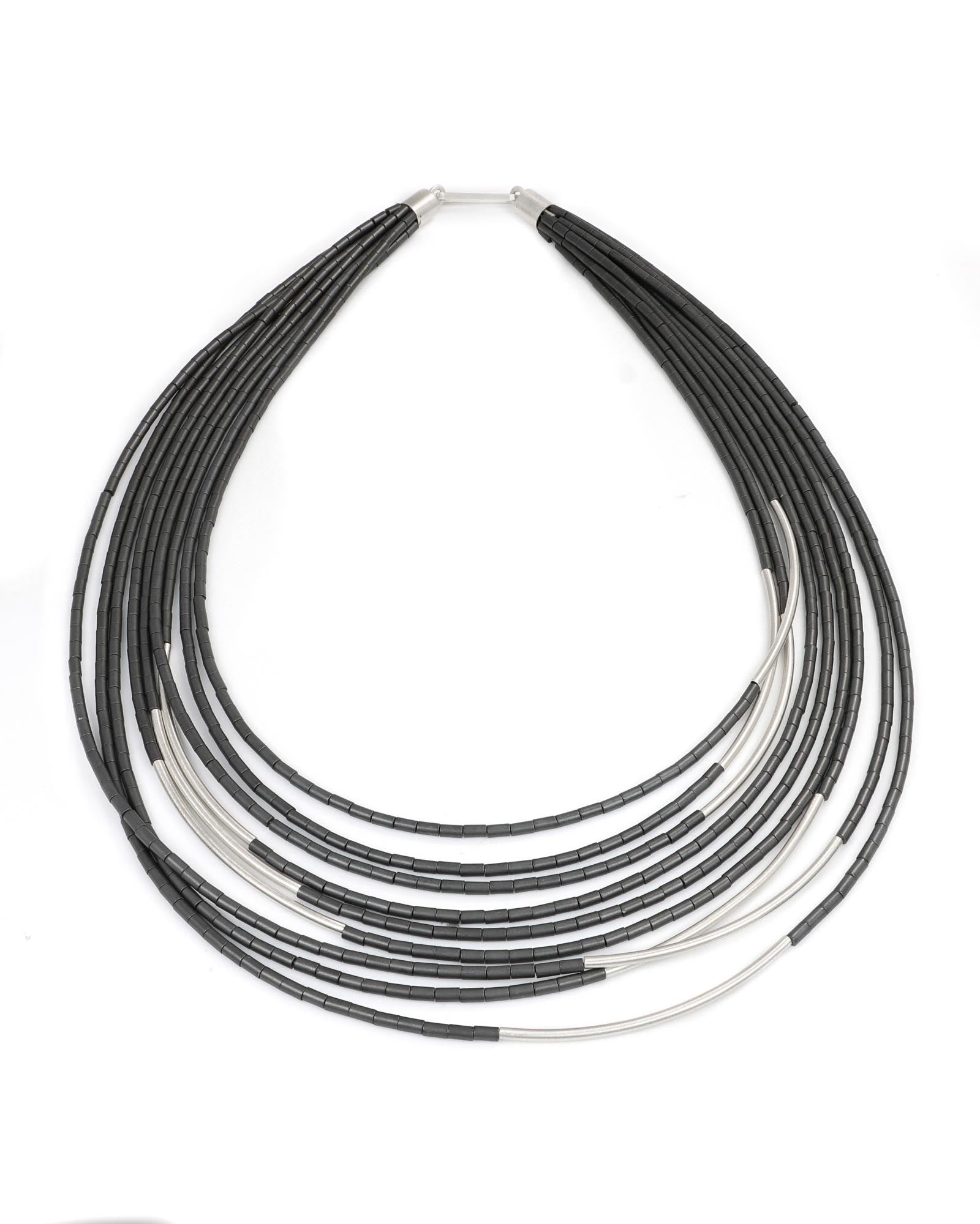 Hematite & Silver Multi-Strand Necklace