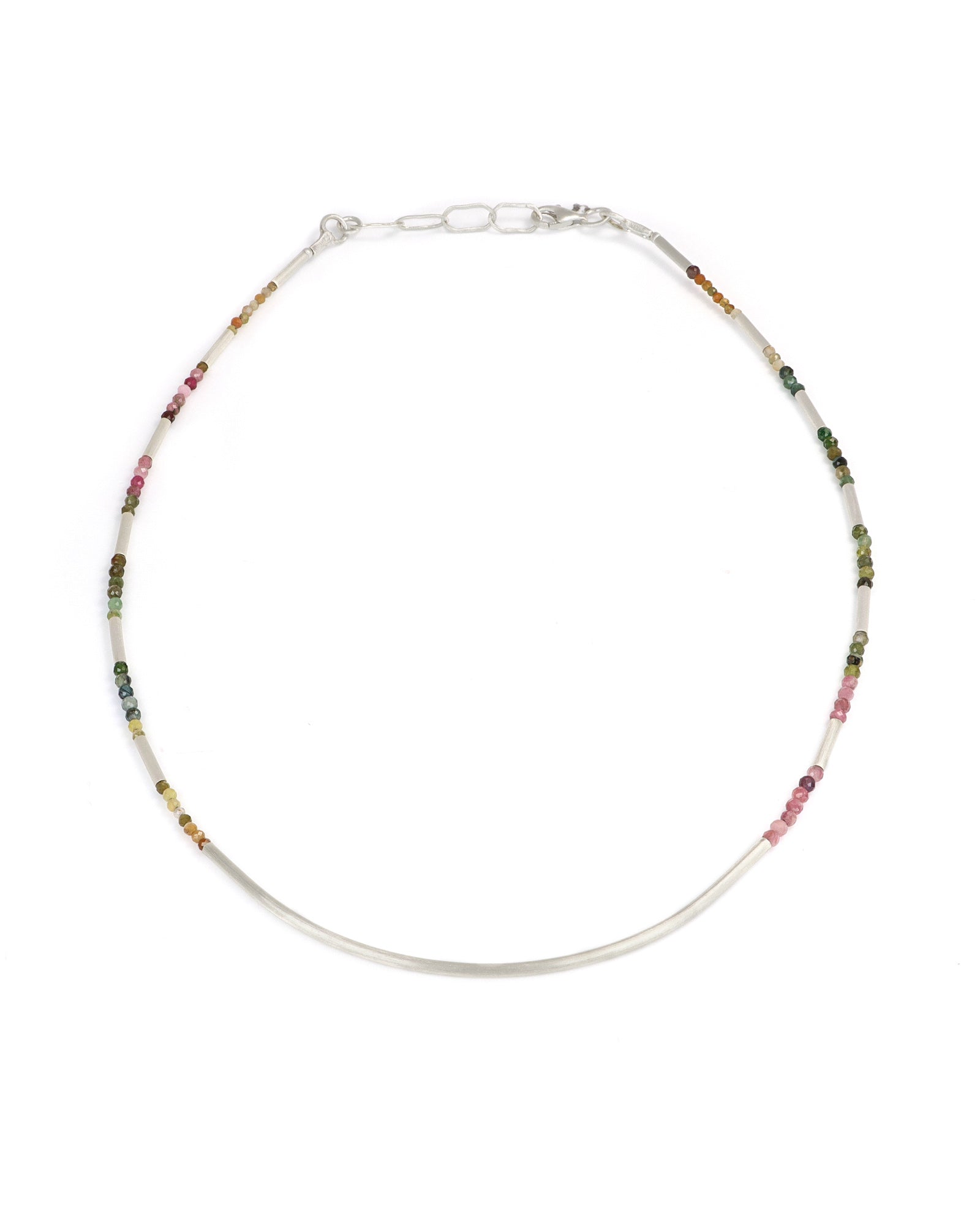 Tourmaline & Silver Tube Necklace