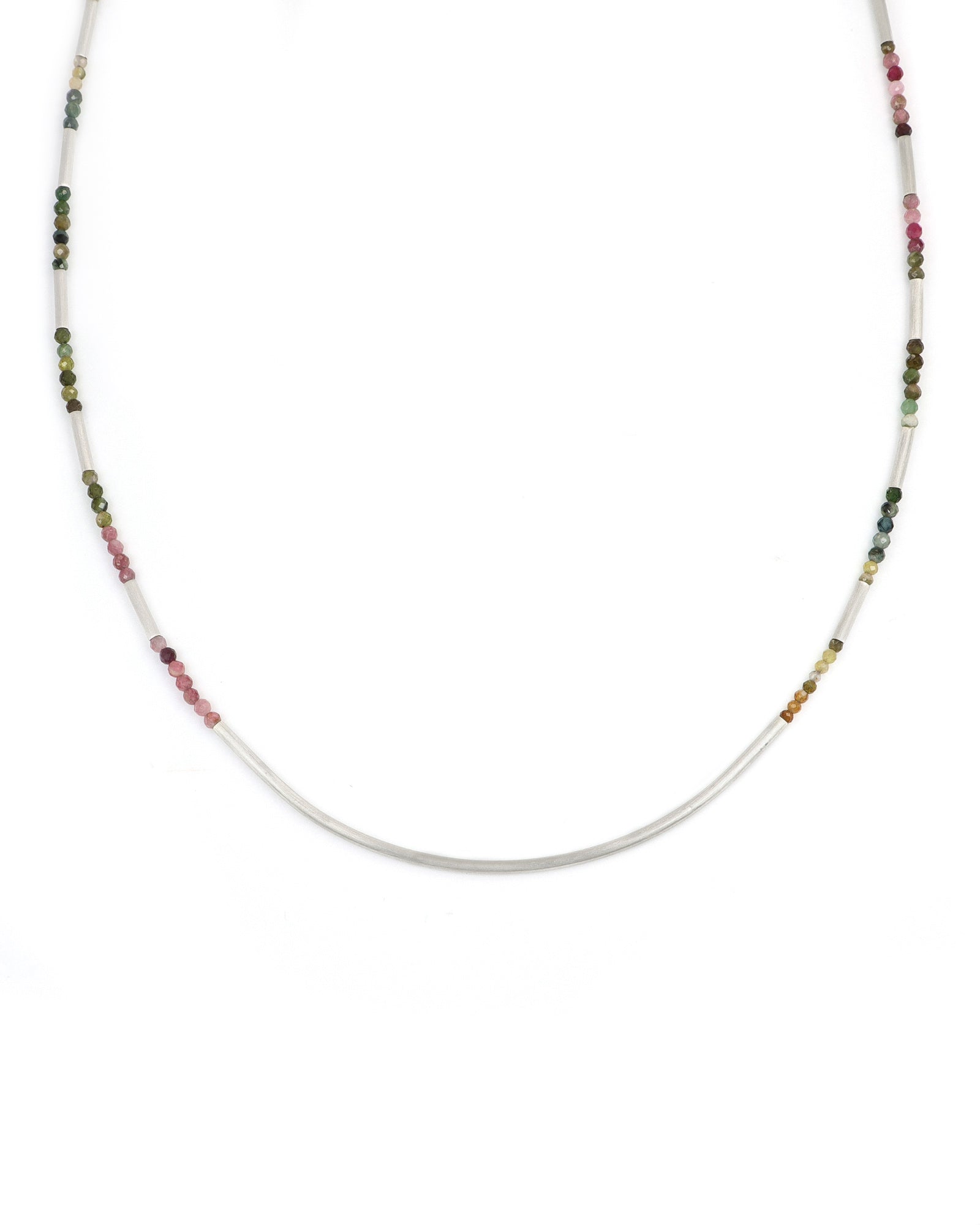 Tourmaline & Silver Tube Necklace