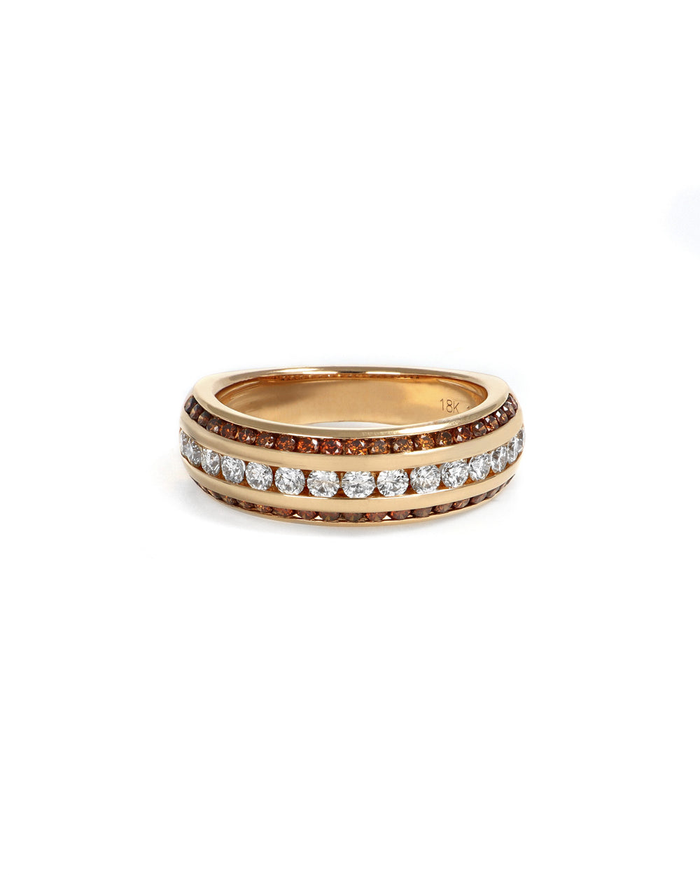 3-Row Cognac and White Diamond Band