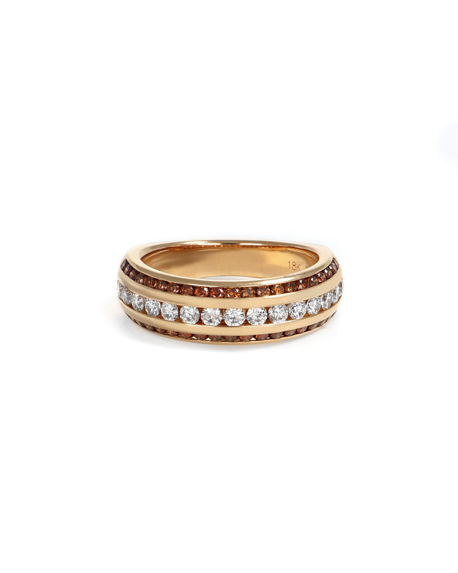 3-Row Cognac and White Diamond Band